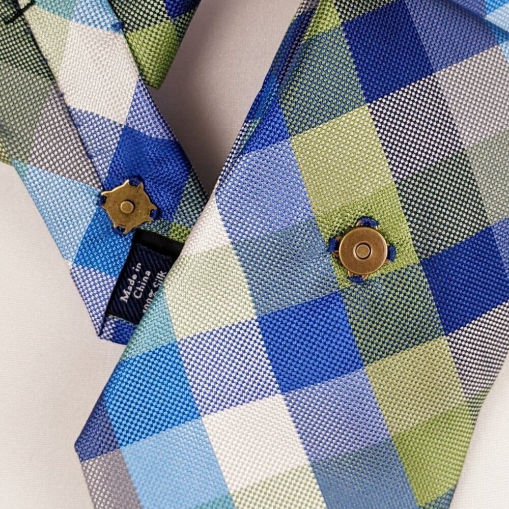 Ogsplosh Blue And Green Checked Ascot Scarf NEW - Picture 2 of 6